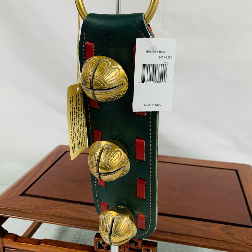 Belsnickel Bells Solid Brass Finest Quality Leather Sleigh Bells Door Hanger